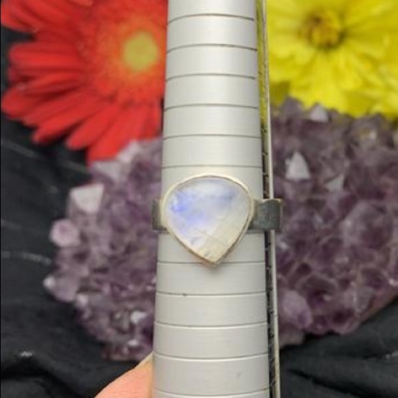 Vivid Blue Moonstone, 925 silver Ring - Picture 6 of 9